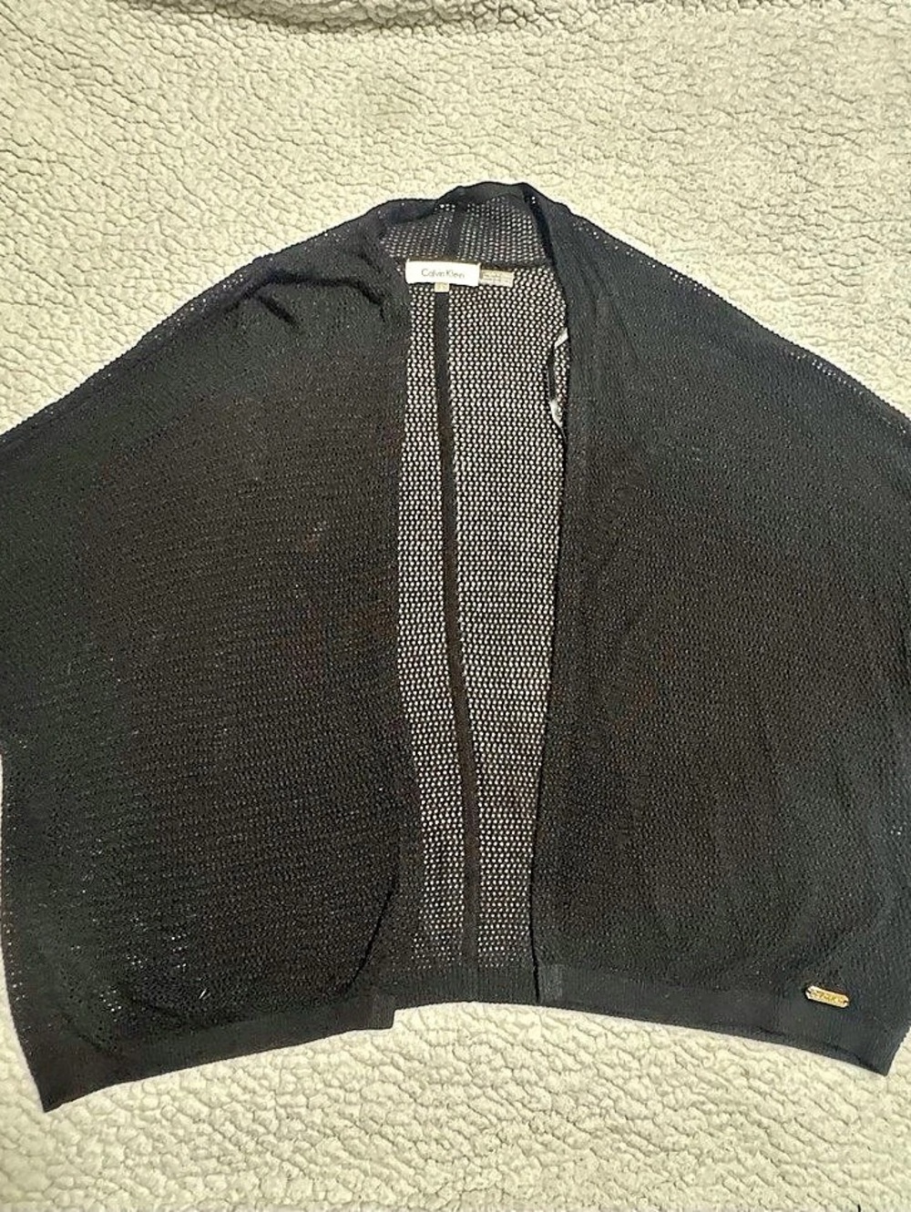 Calvin Klein Open Front Knit Shrug Cardigan Black